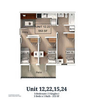 3 Bedroom | 1 Bath Private-Standard floor plan